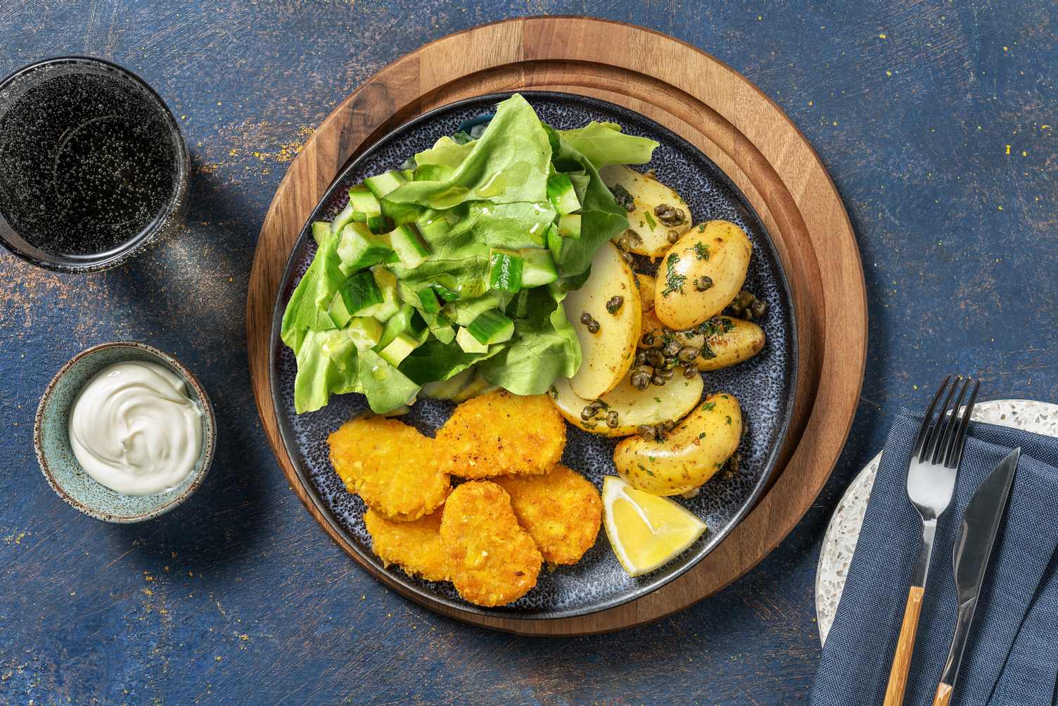 Vegetarische nuggets met peterseliekrieltjes
