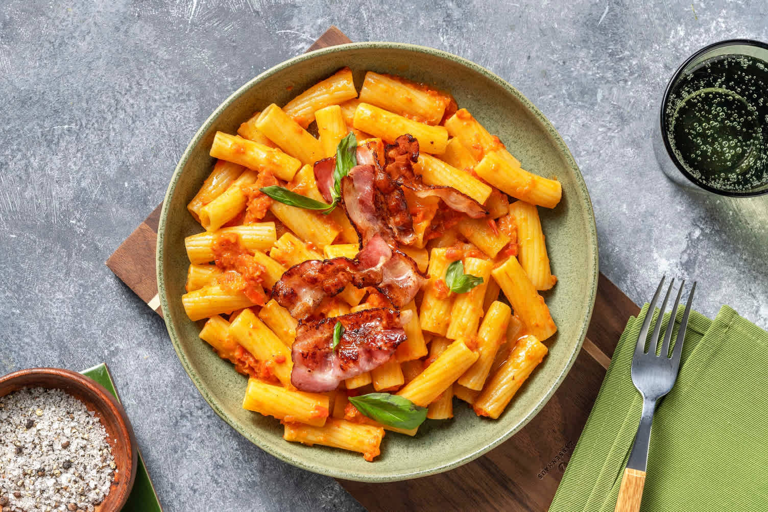 Tortiglioni con crema di peperoni 