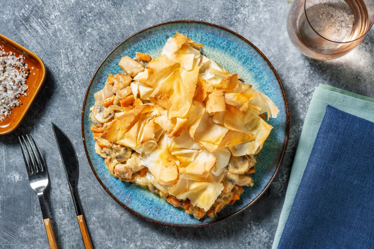 Creamy Chicken and Mushroom Filo Pie