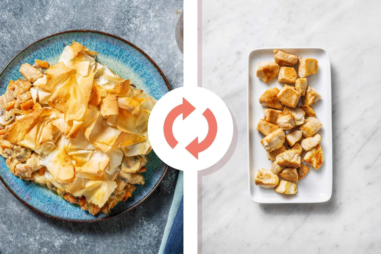 Creamy Diced Chicken Breast and Mushroom Filo Pie