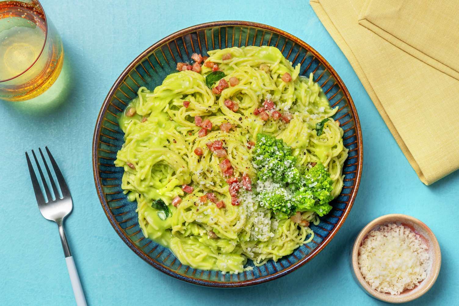Vermicelli alla crema di broccolo e pancetta