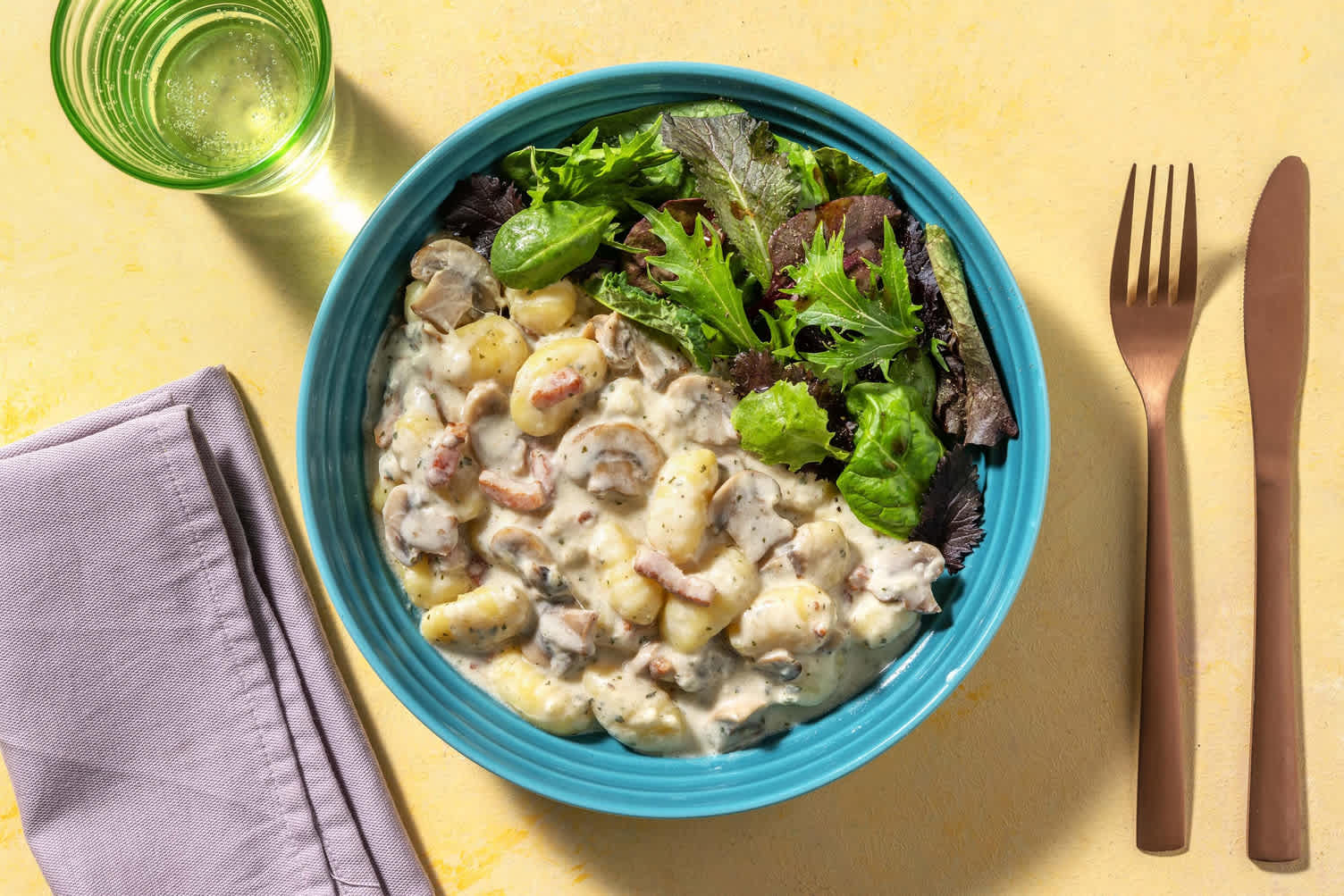 Gnocchi crémeux aux lardons & champignons