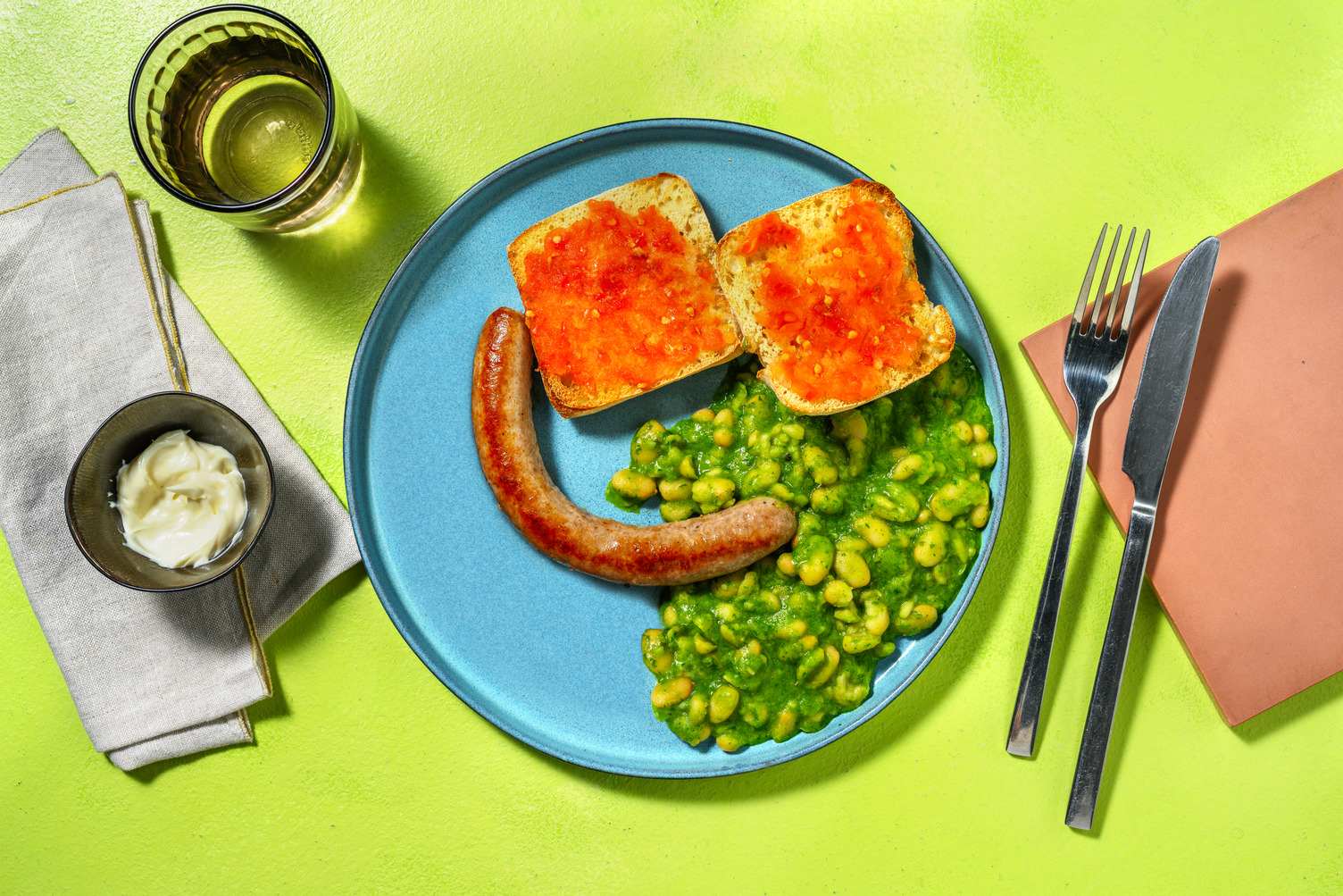 Butifarra a la plancha con judías
