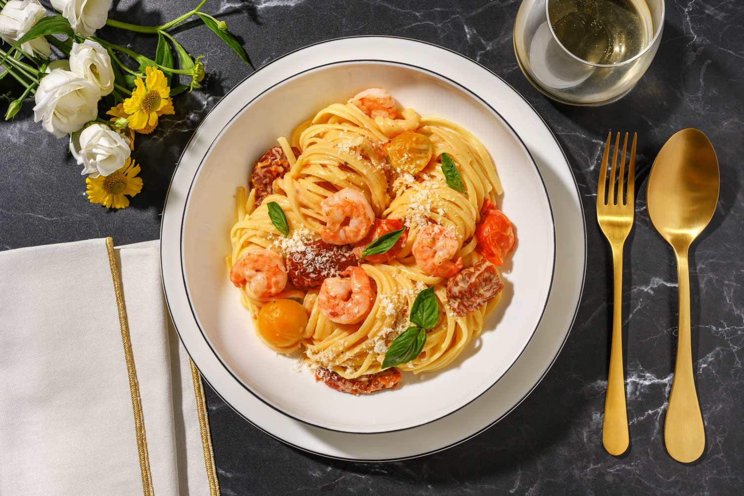 Frische Linguine mit Crevetten