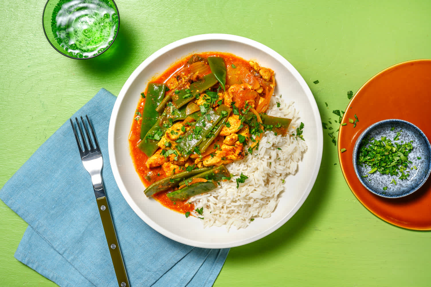Curry de pollo y judías al estilo tikka