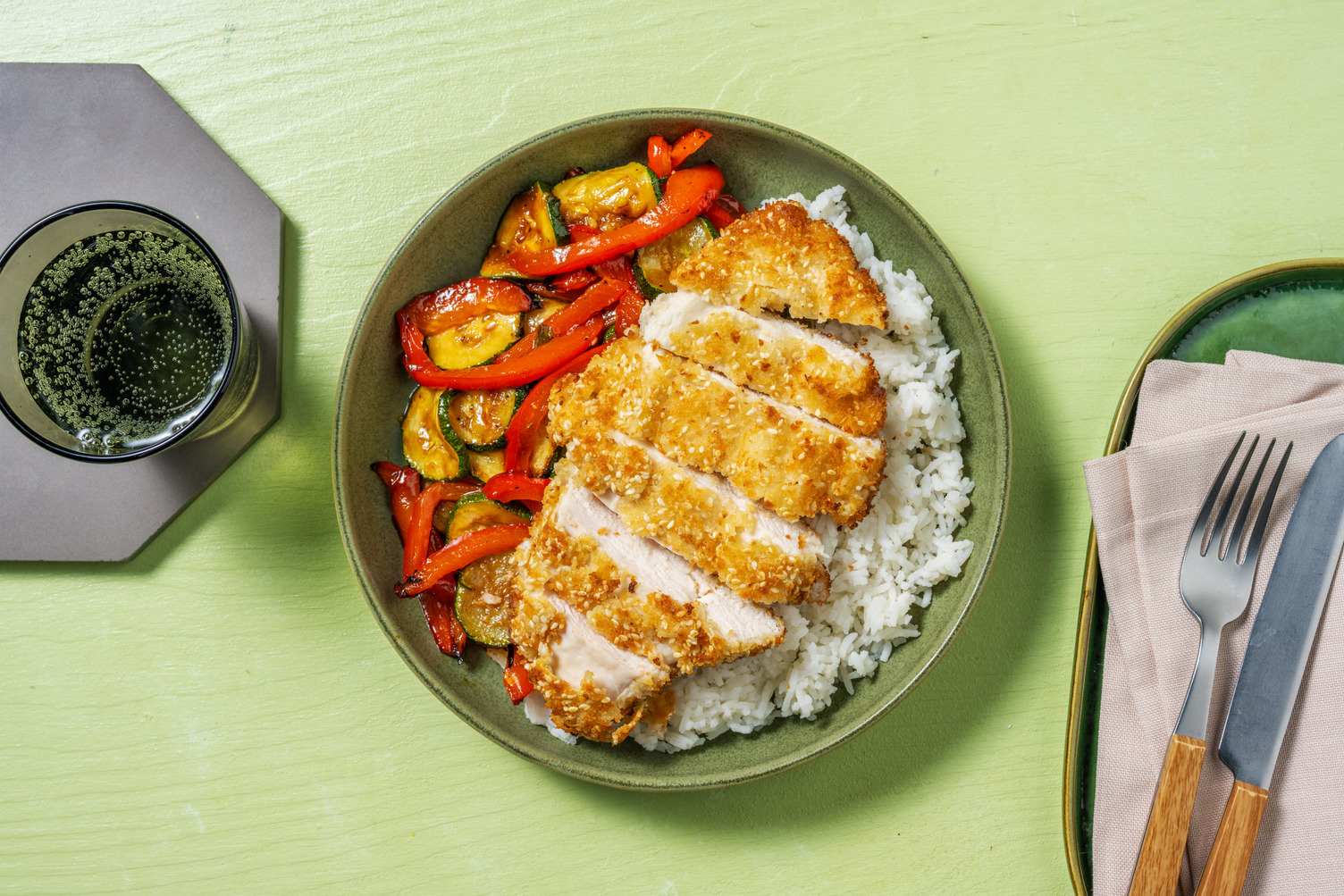 Pollo con costra de sésamo