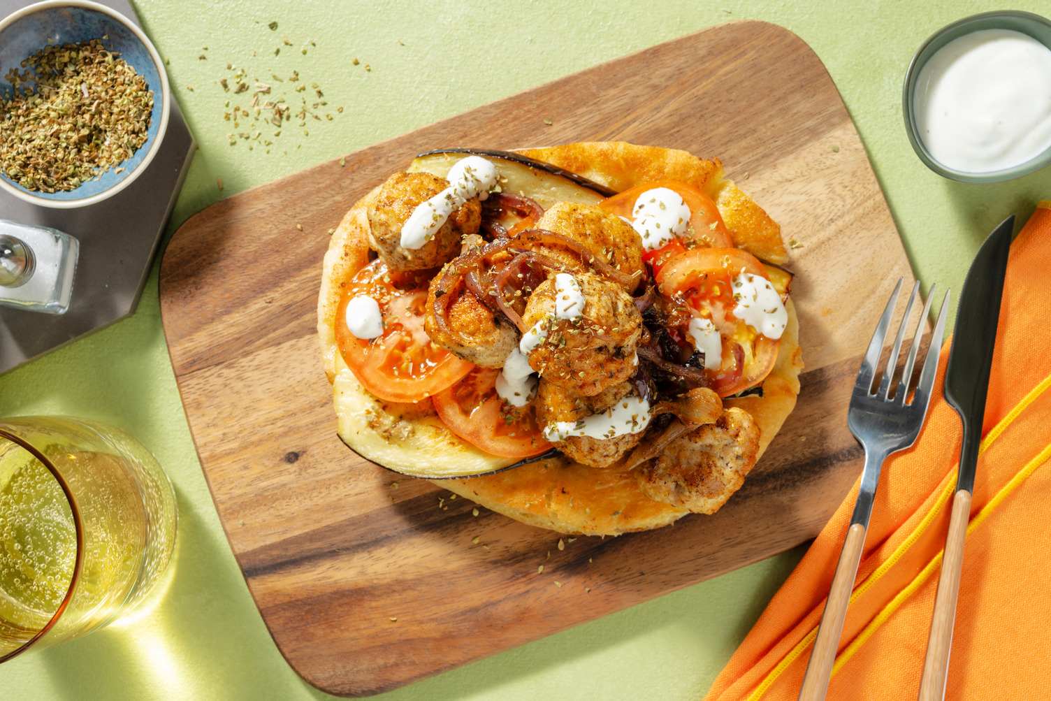 Gyros mediorientale di pollo e melanzane 