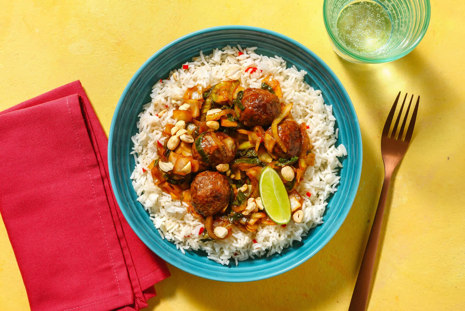 Stir-fry à la coréenne et boulettes de bœuf en sauce bulgogi
