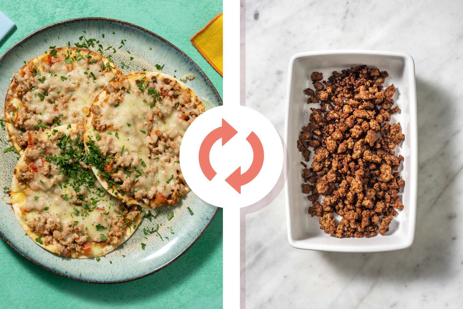 Tostadas di manzo e maiale e cheddar