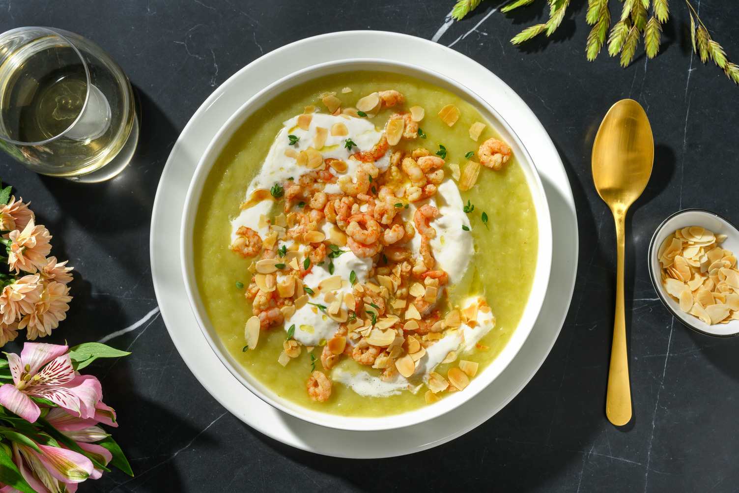 Mazzancolle e burrata su crema allo zafferano