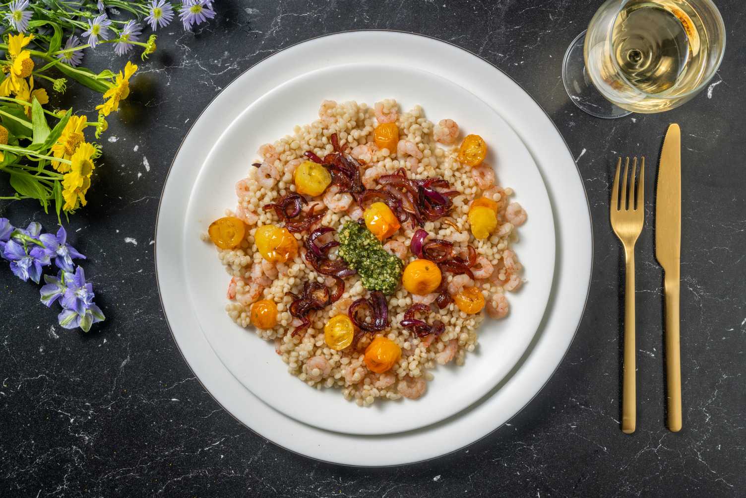 Couscous perlato dello chef alle mazzancolle