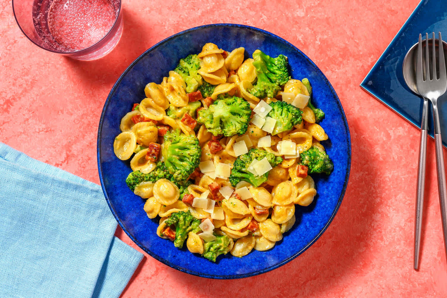 Romige orecchiette met chorizo en broccoli