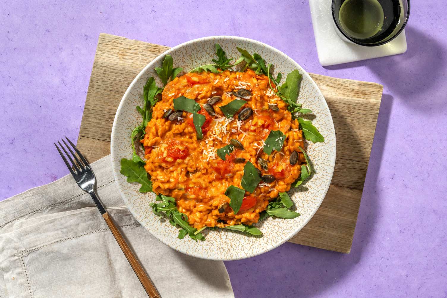 Risotto à la tomate, basilic & lait de coco