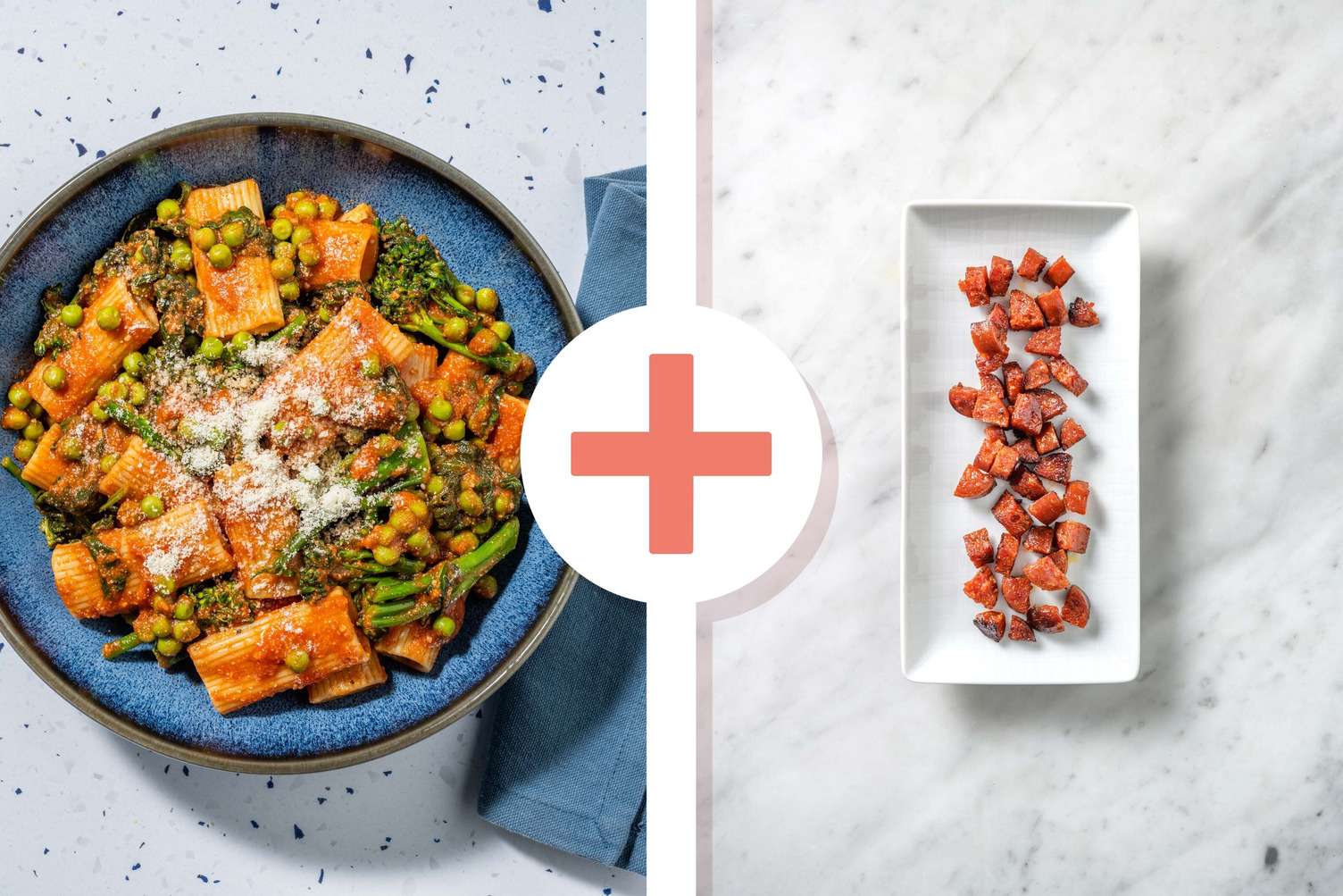 Cajun Spiced Tomato, Chorizo and Super Greens Rigatoni