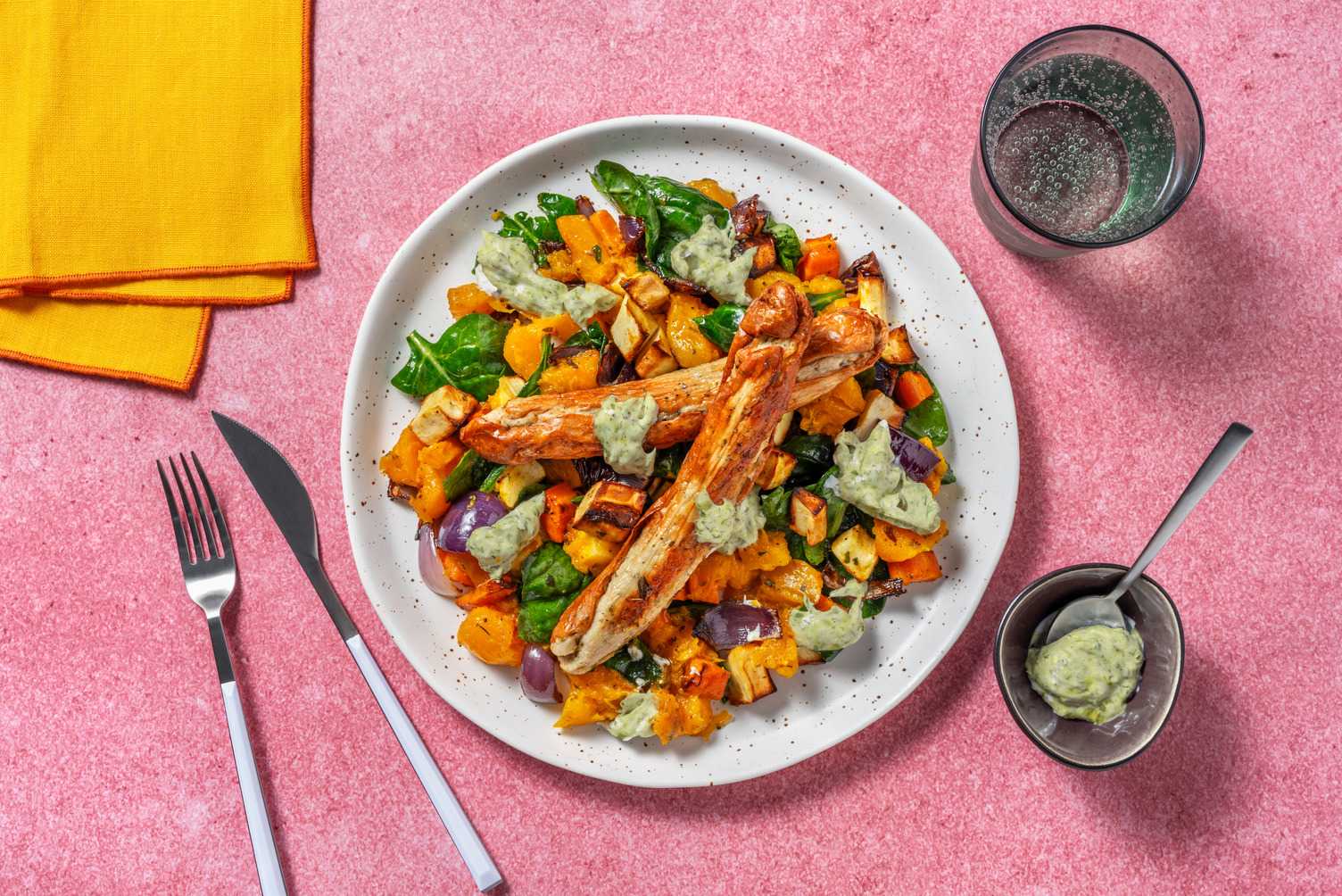 Easy Pork Sausages & Roast Veggie Toss