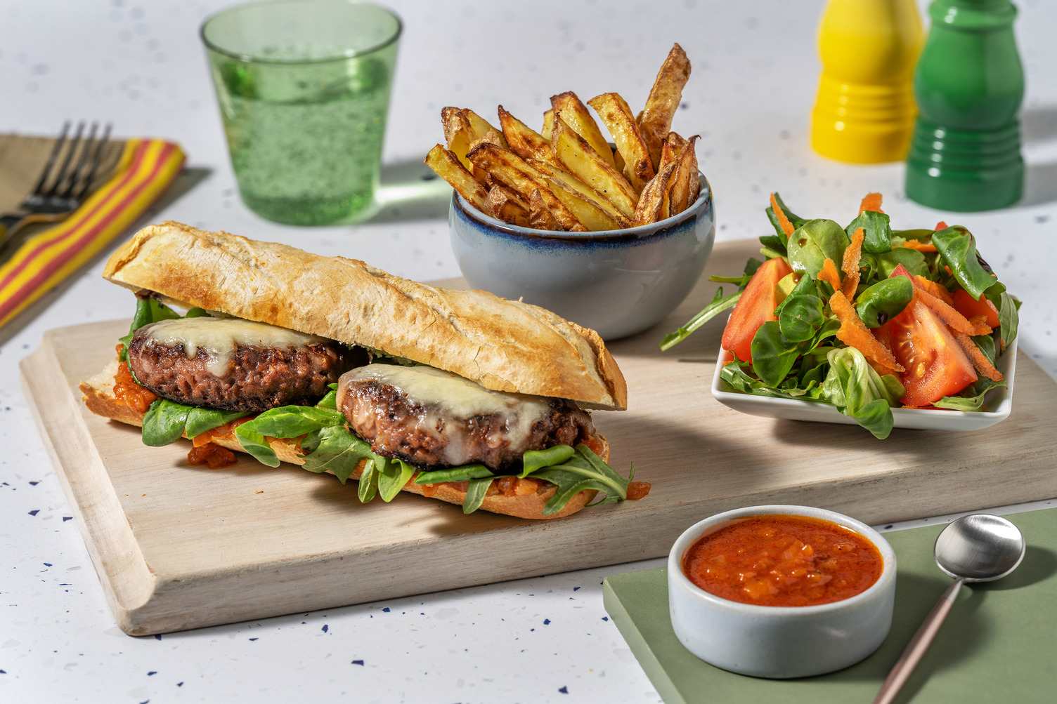 Hamburger végétarien et ketchup maison