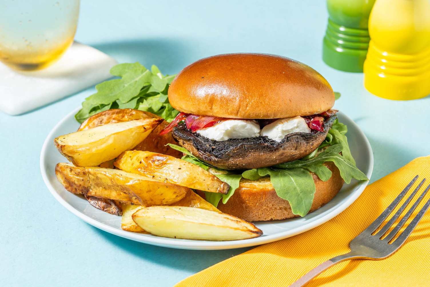 Portobello-Burger mit Ziegenkäse