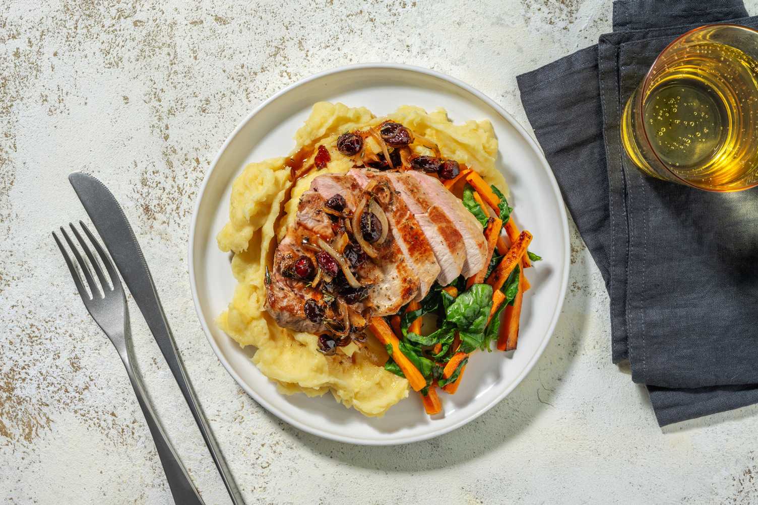 Garlicky Pork Steaks & Cranberry Sauce