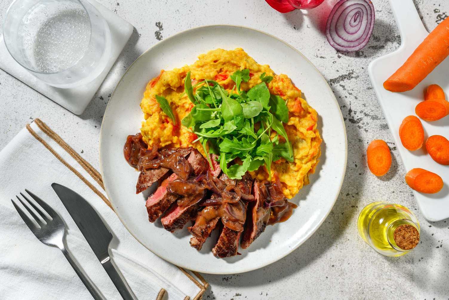 Stoemp et steak de bœuf