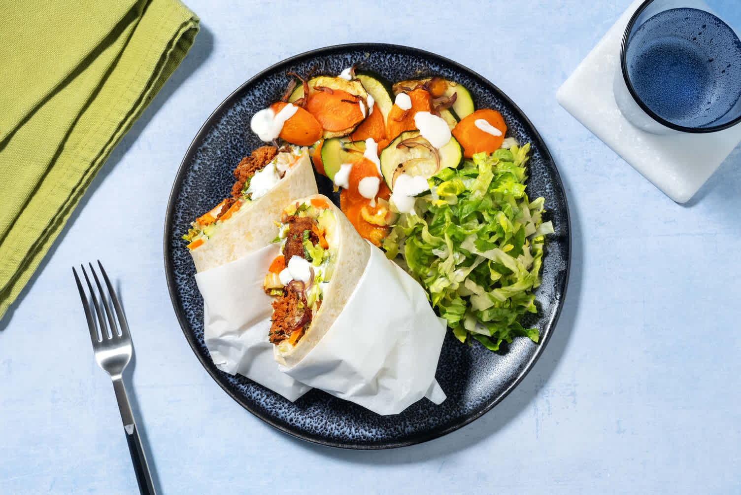 Köfte Wrap mit Harissa-Rindshackfleisch