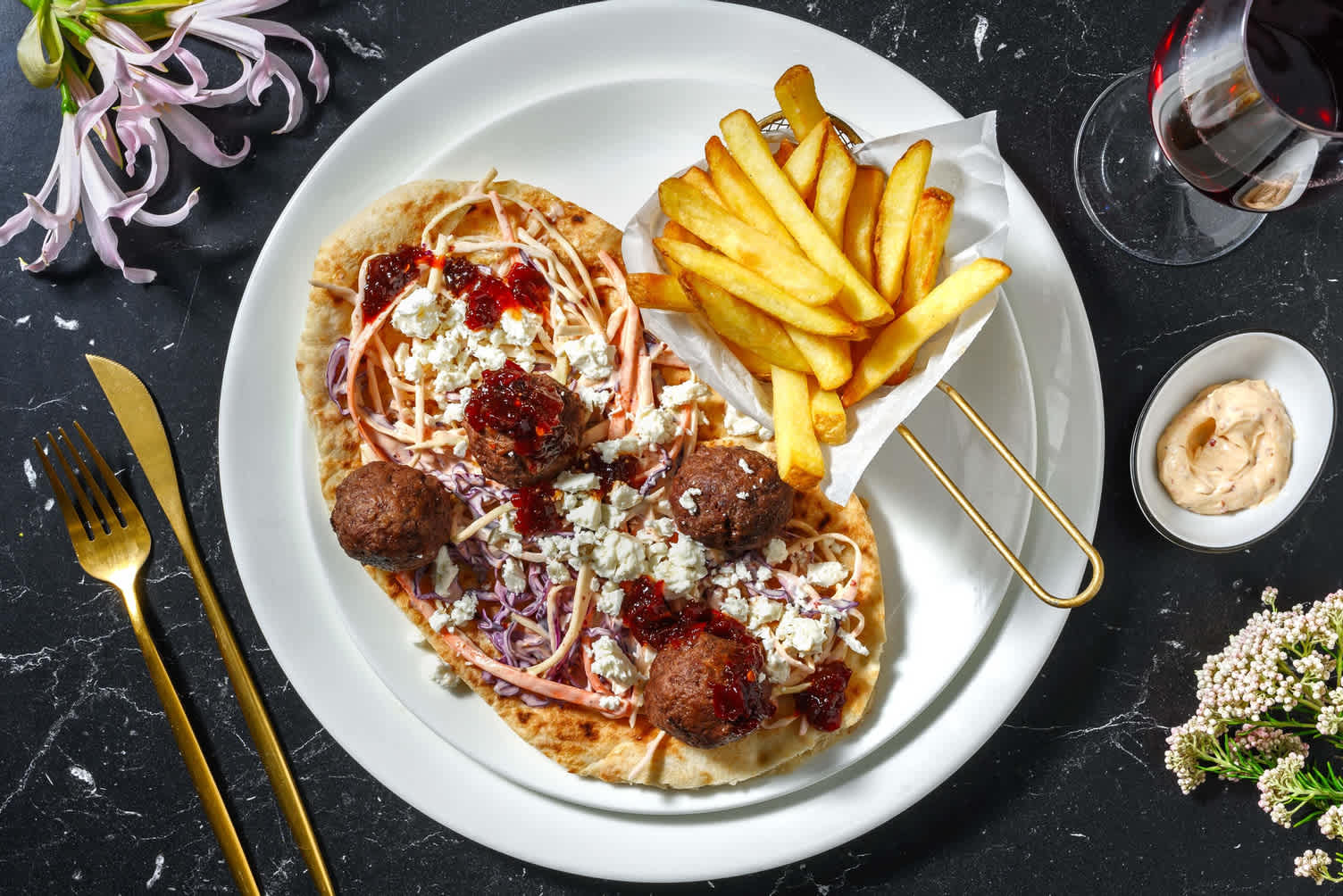 Easy Beef Meatball Loaded Flatbread