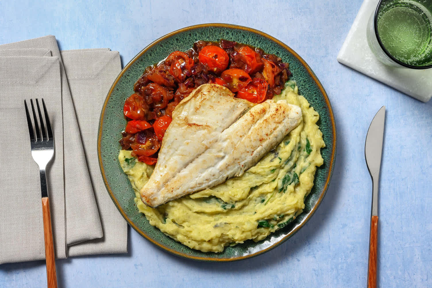 Doradefilet met spinazie-basilicumpuree 