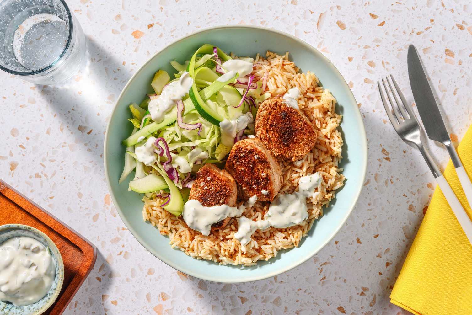 Pannestekt svinekjøtt og Aji verde