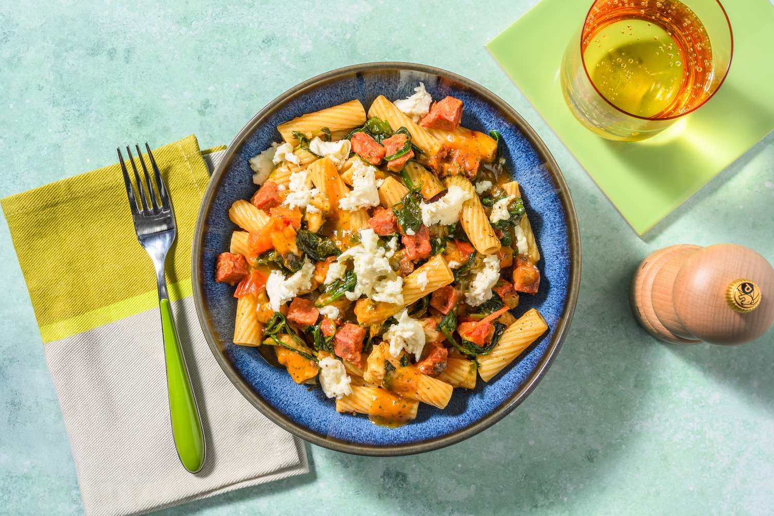 Chorizo and Mozzarella Rigatoni