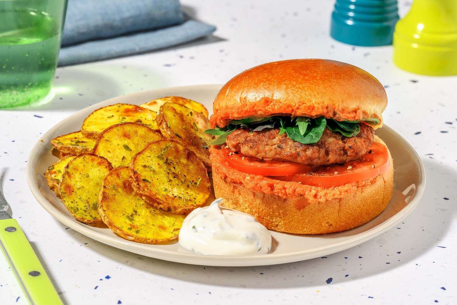 Burgers de double dinde à la méditerranéenne