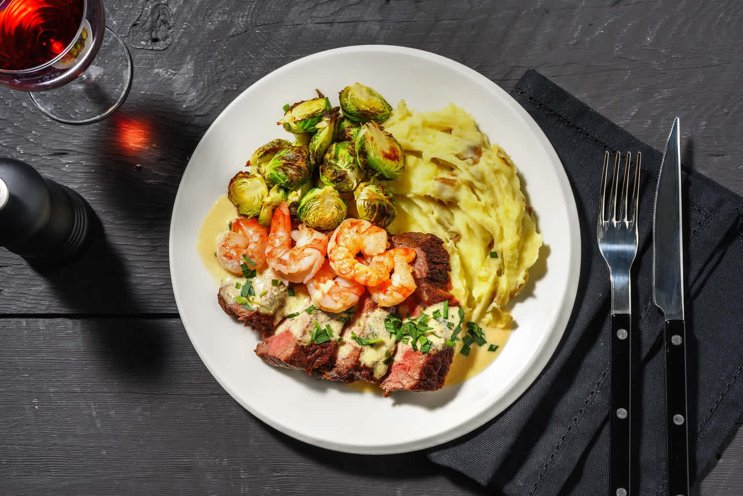 Classic Surf and Double Striploin Steak Dinner