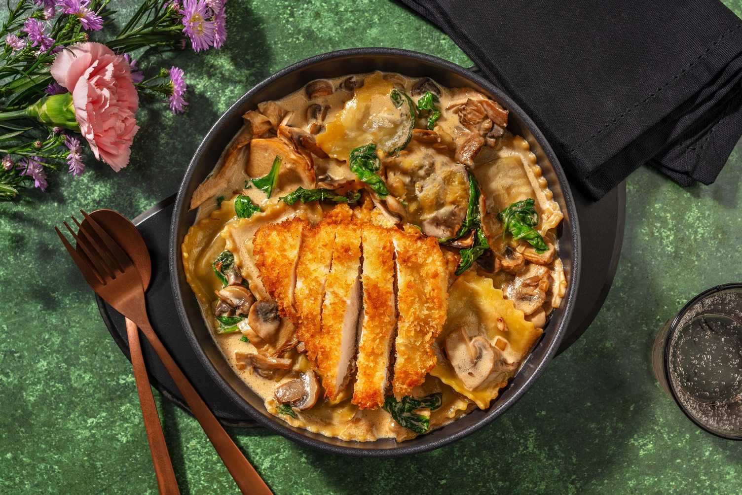 Golden Parmesan Turkey and Mushroom Ravioli