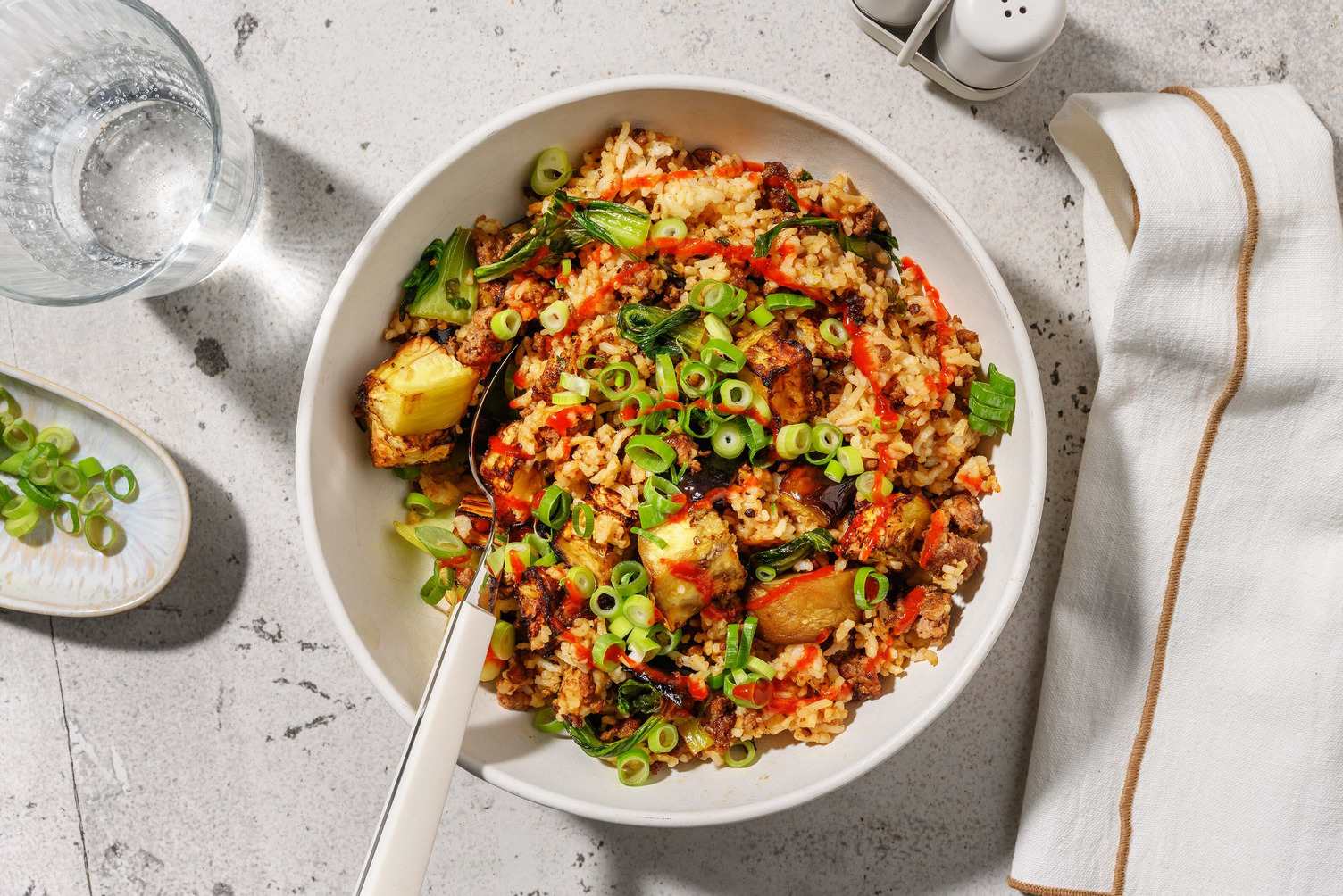 Repas futé : Riz au tofu et aux aubergines