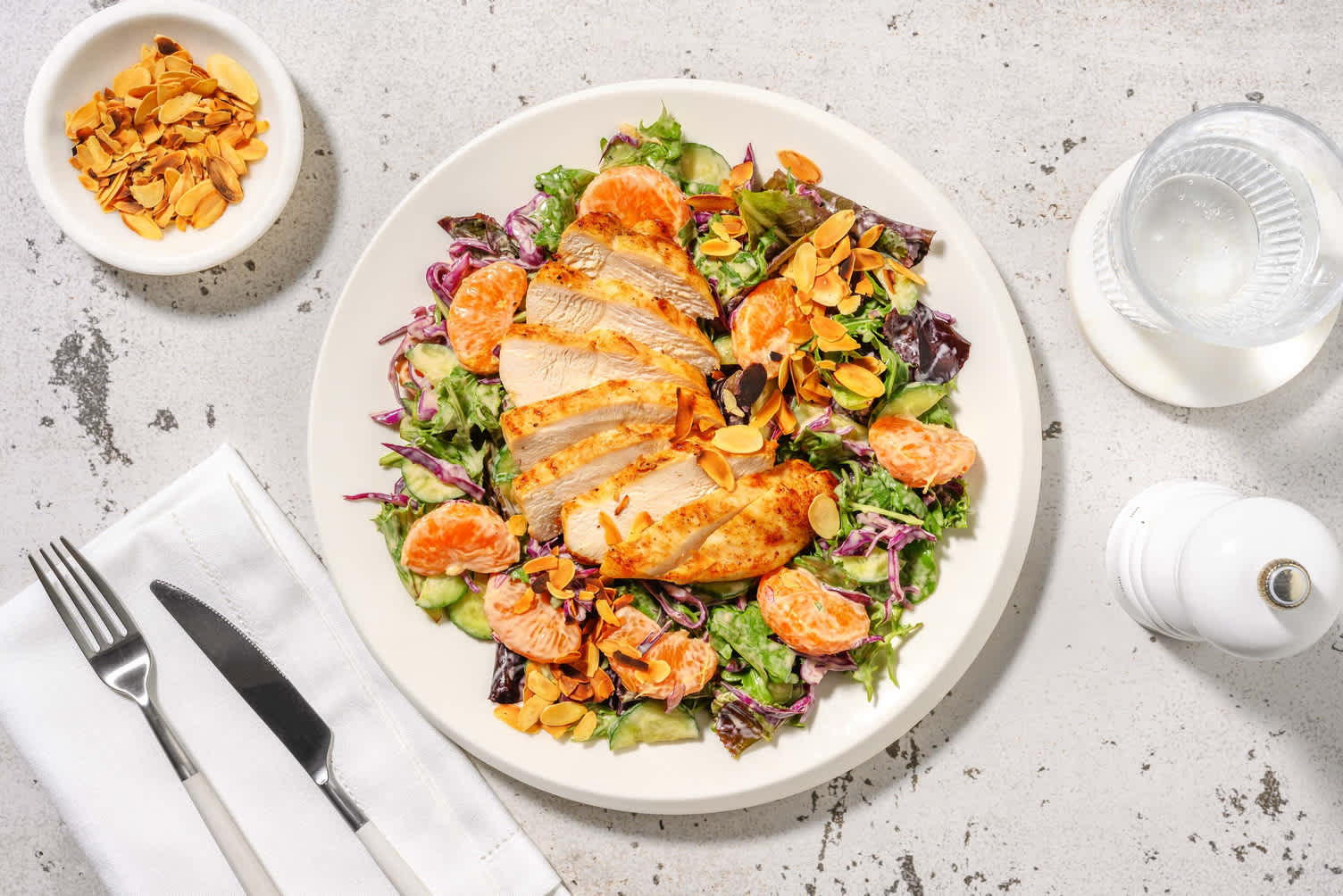 Salade croquante de poulet aux clémentines