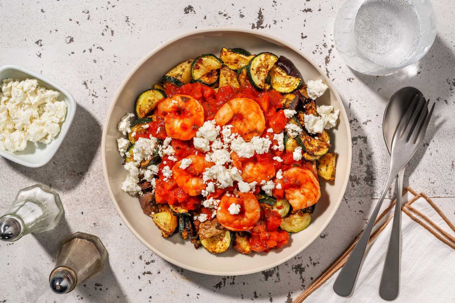 Double crevettes à la Saganaki