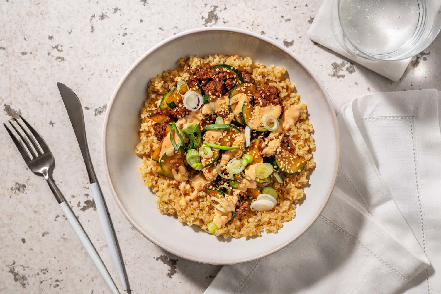 Bols de bœuf et courgettes au soya