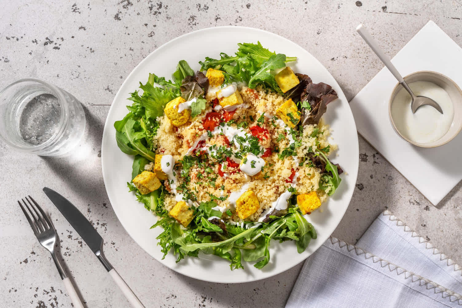 Salade de tofu et de poulet glacés
