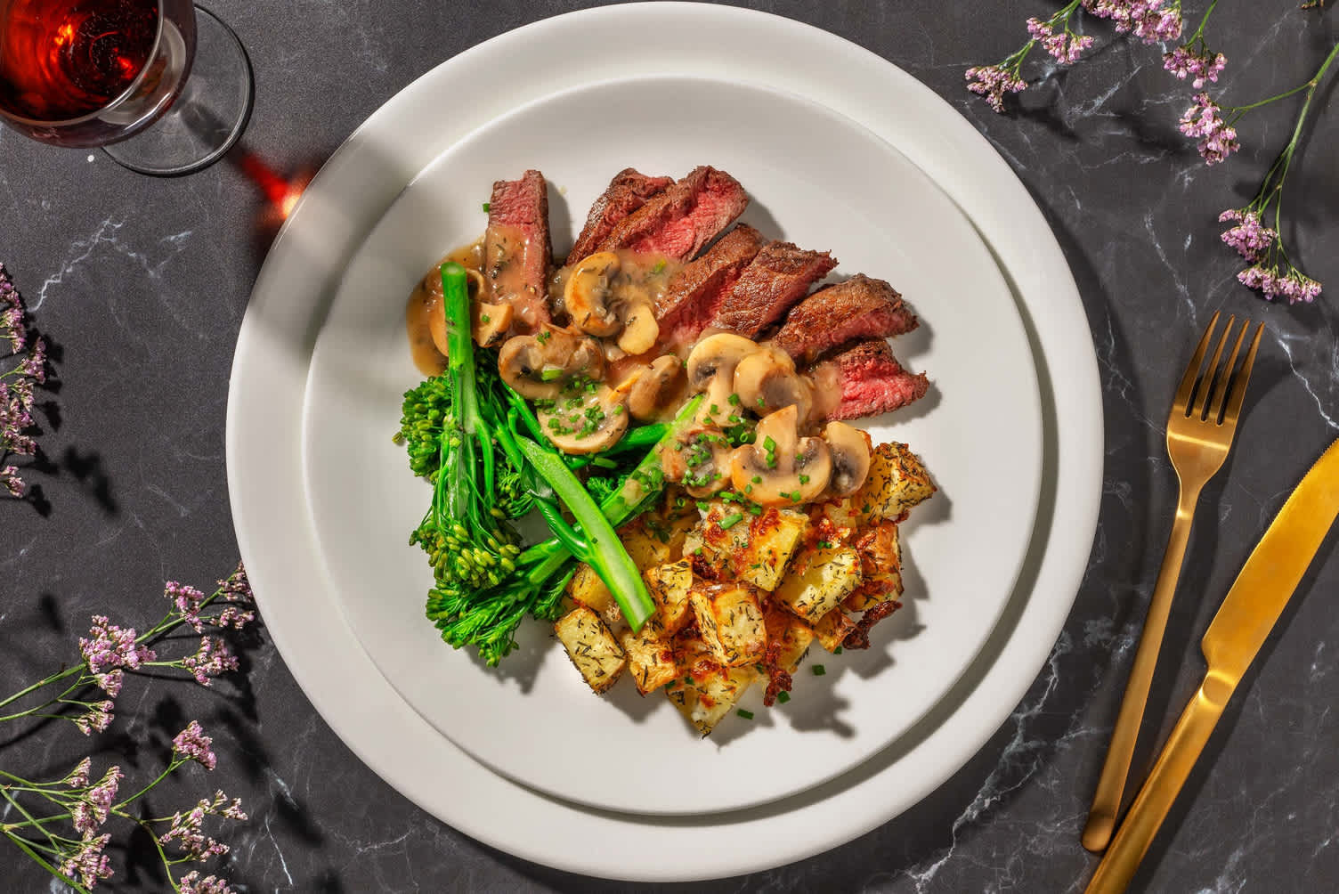 Double contre-filet en sauce aux champignons