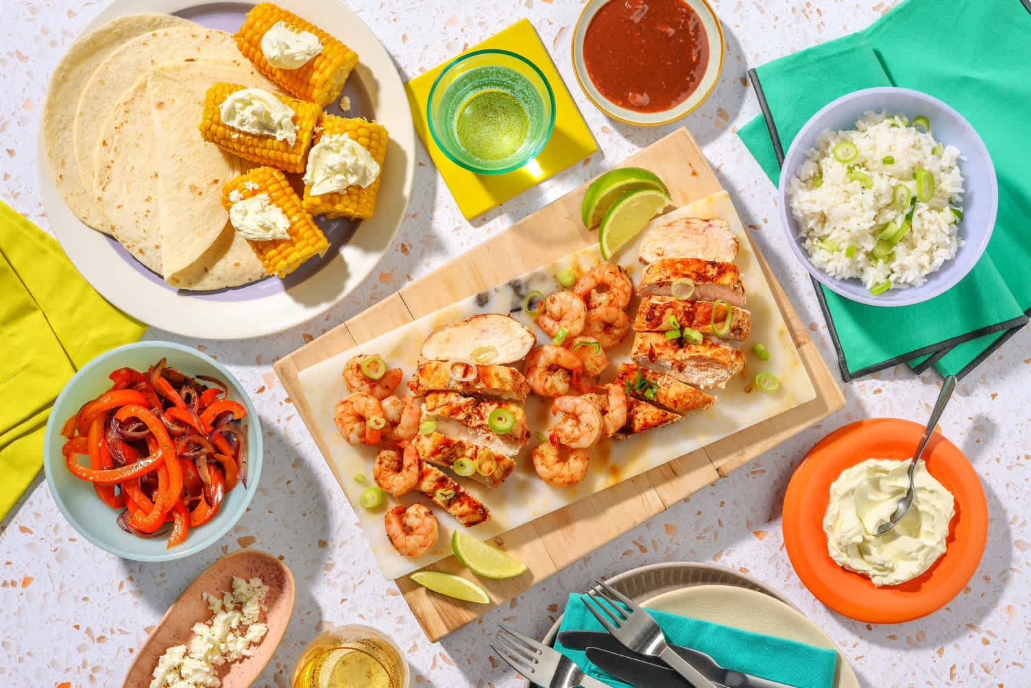 Fajitas au poulet et aux crevettes