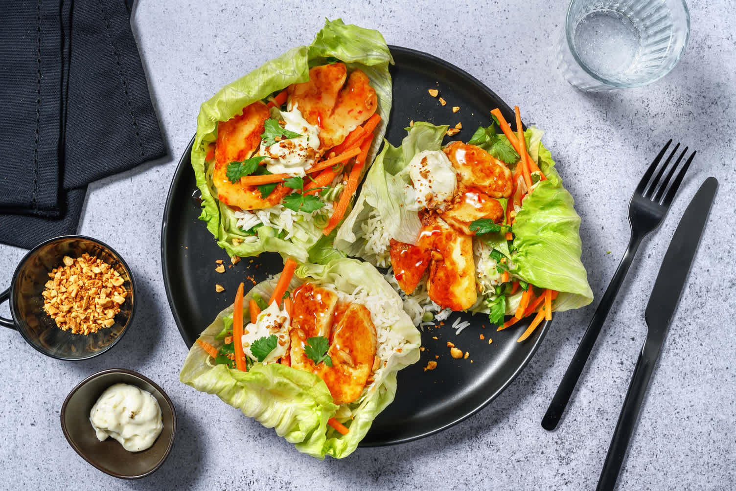 Fresh Sweet-Chili Halloumi Lettuce Wraps