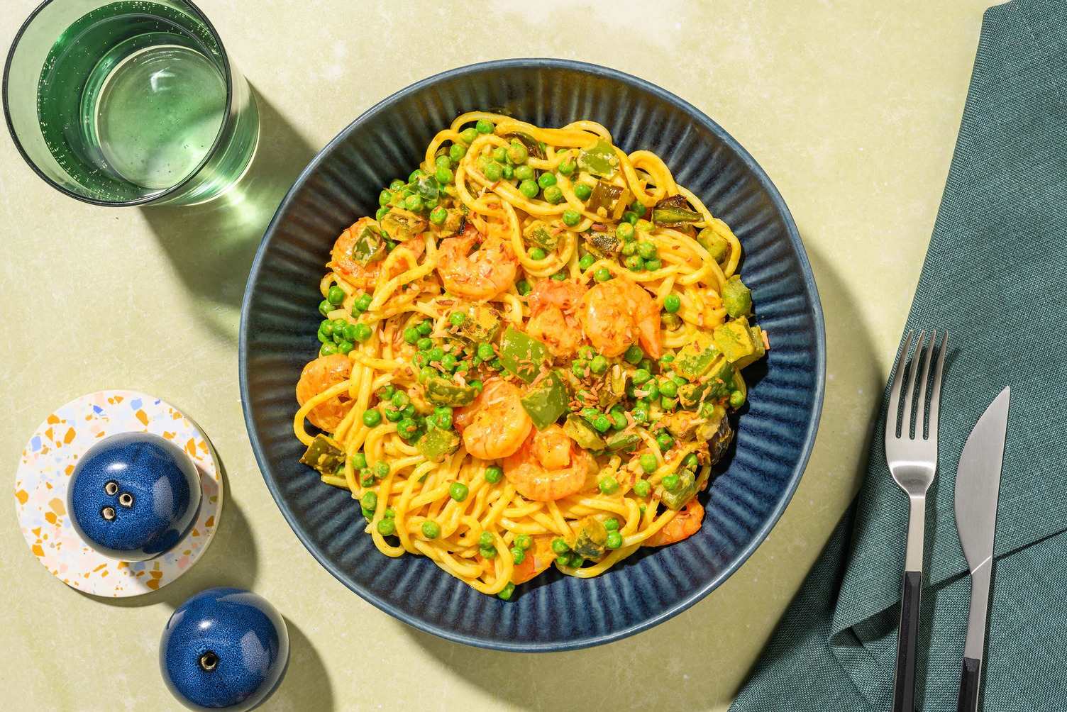 Nouilles au cari de crevettes rapides
