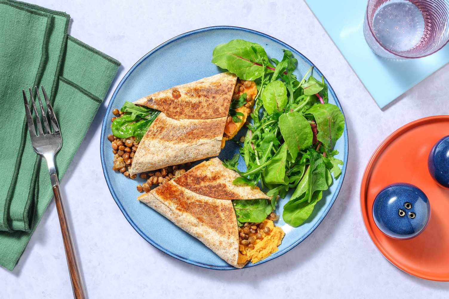 Wrap integrali all'hummus di patate dolci