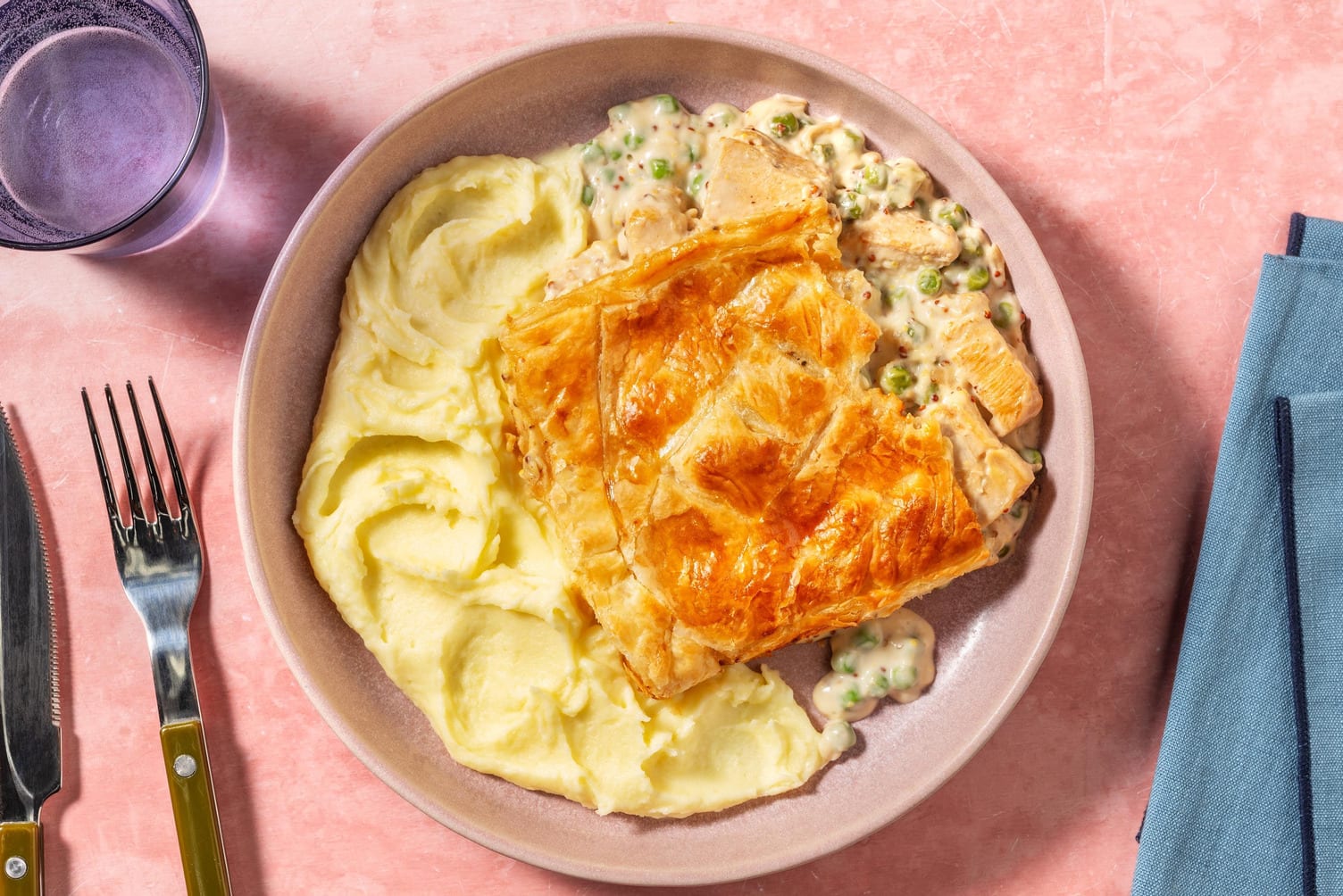 Creamy Chicken and Pea Puff Pastry Pie