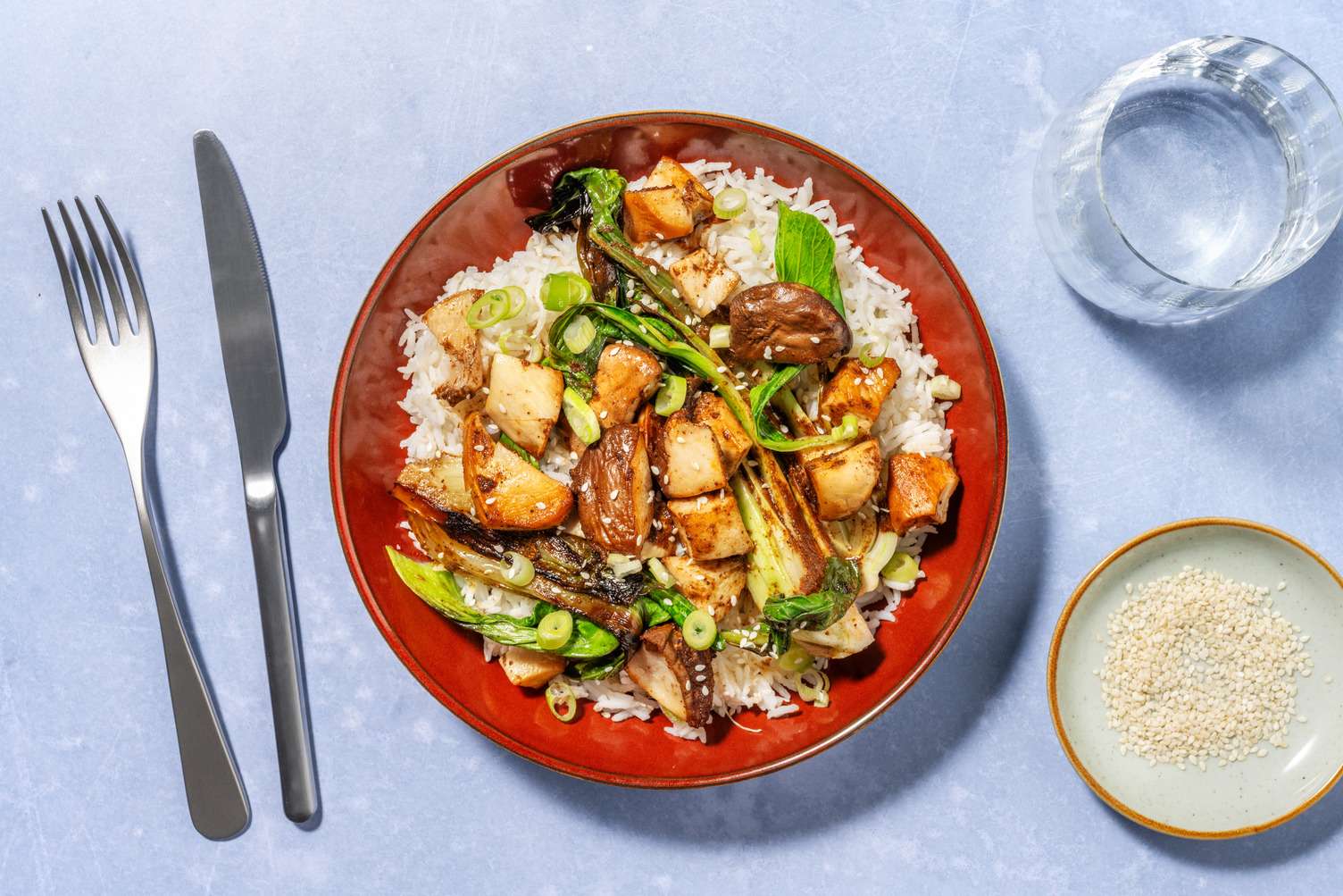 Funghi cardoncelli e pak choi al miso