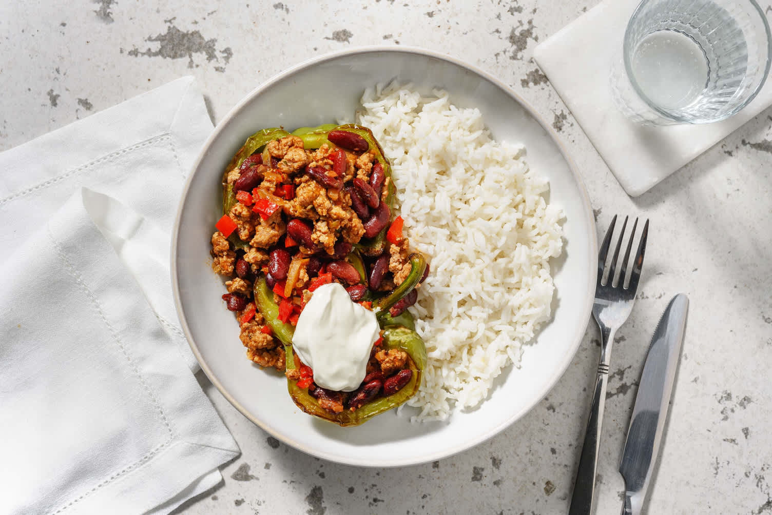 Poivron farci au chili con carne