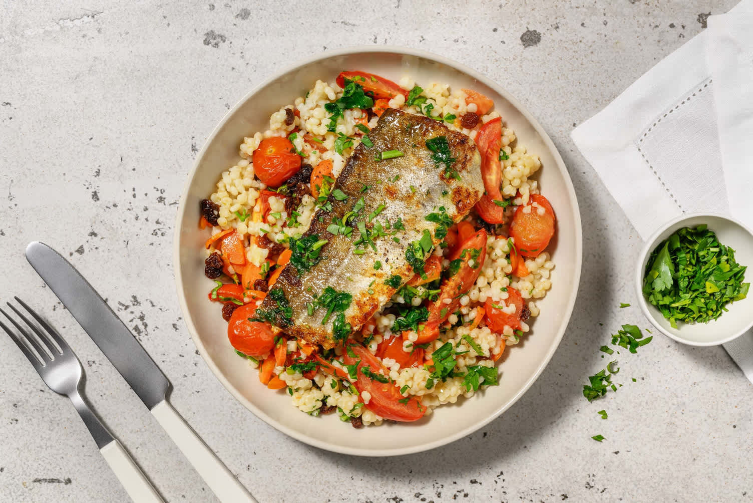 Merlu poêlé en sauce au persil