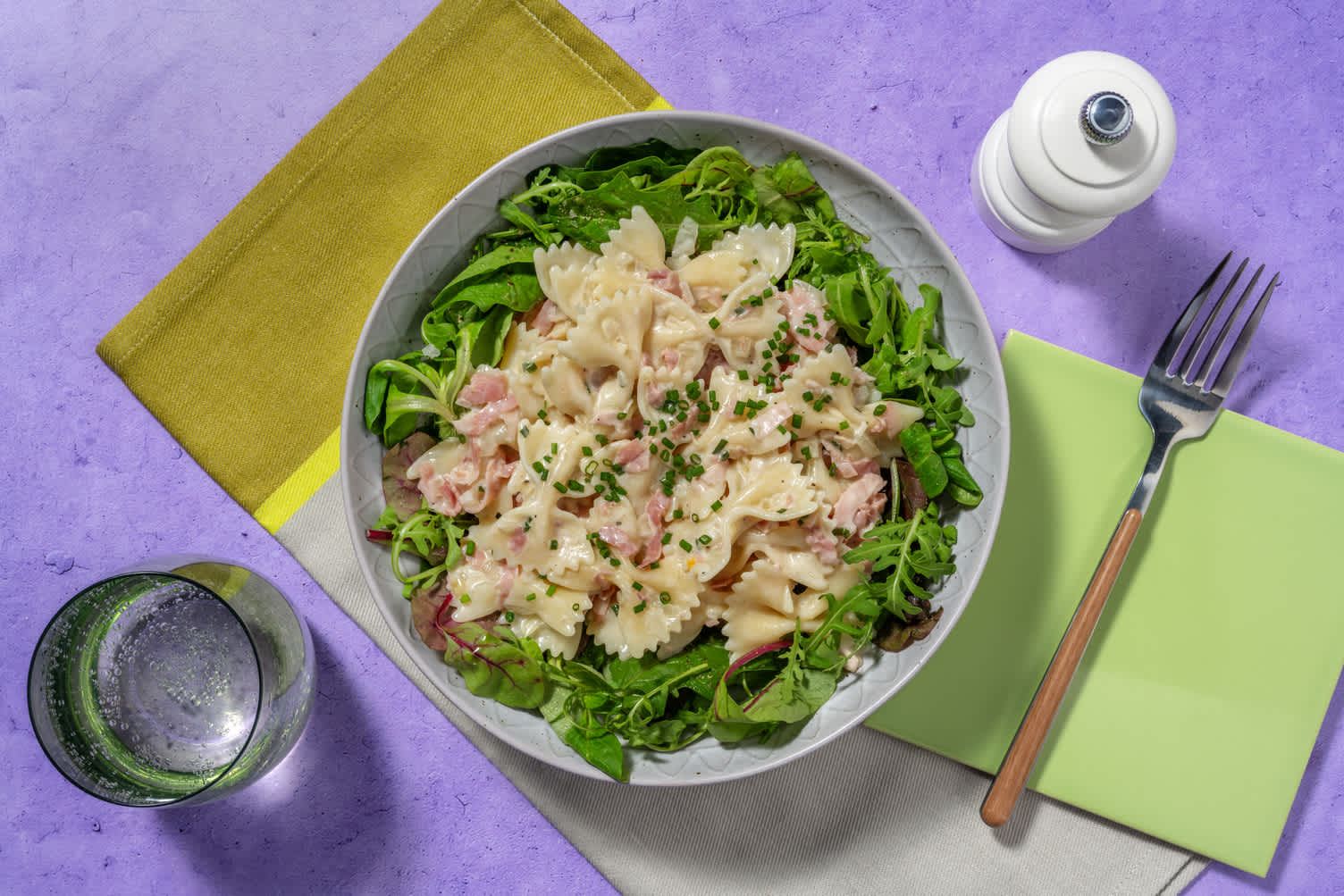 Farfalle, jambon blanc & huile saveur truffe
