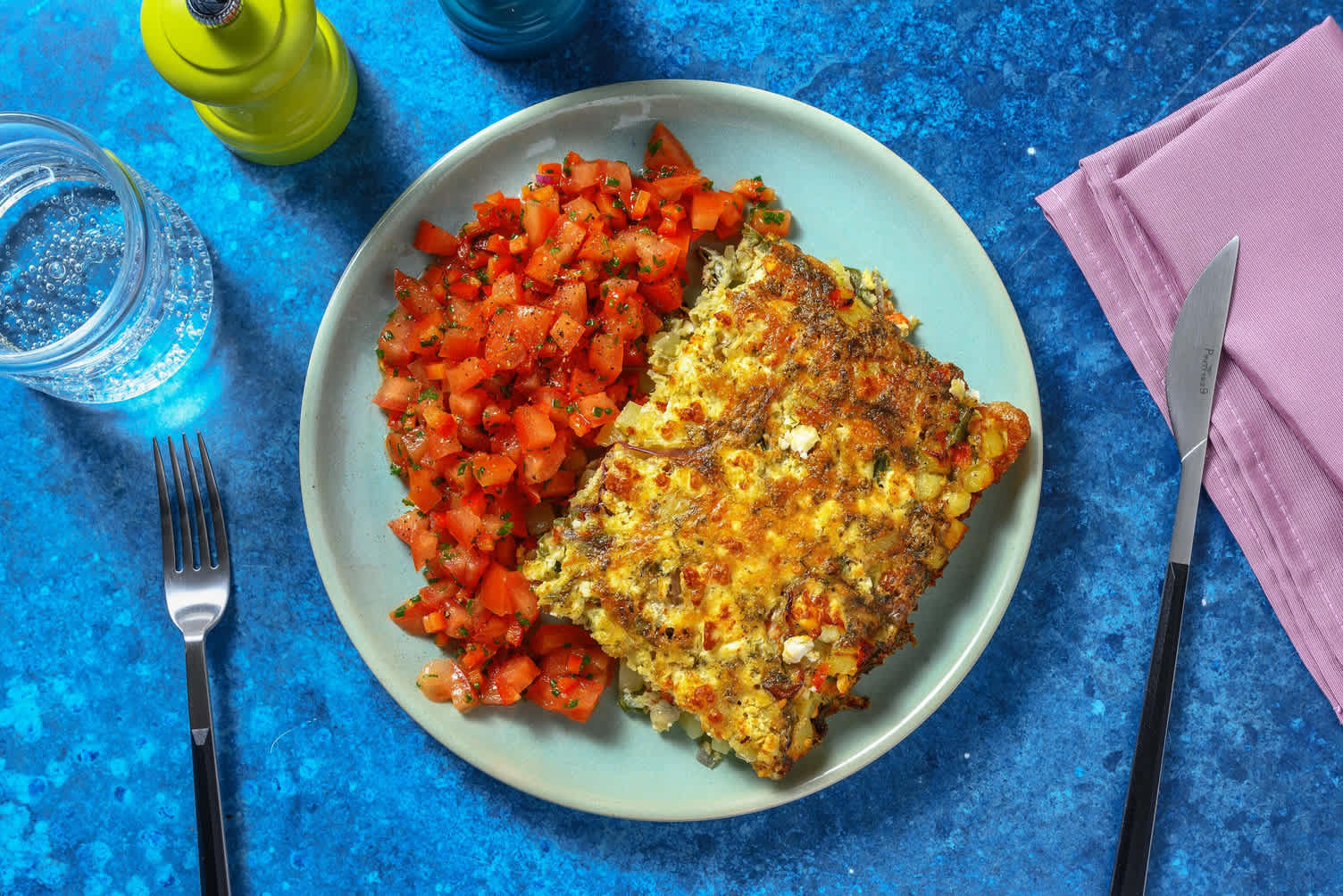 Frittata au fromage de chèvre et haricots plats