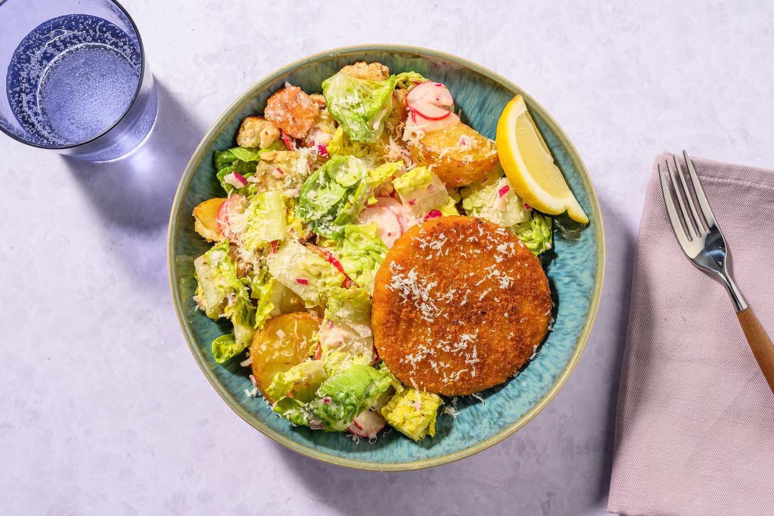 Bowl burger façon poulet croustillant