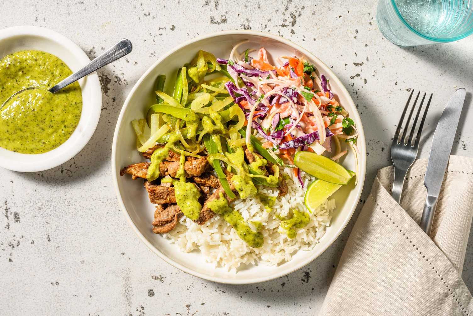 Émincés de steak et sauce au kiwi