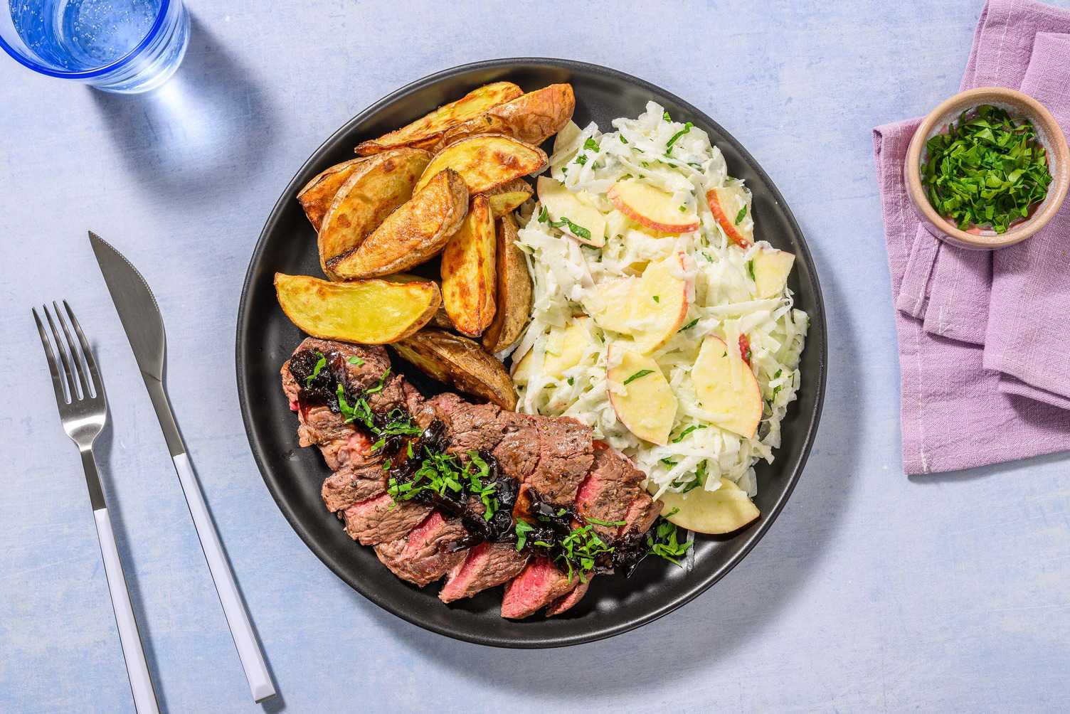 Steak et pommes de terre sautées 